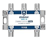 EDISION SDC-4 SAT-Verteiler Splitter 4-Fach geignet für TV, Satellit, Kabel-Fernseher, Radio, Unicable, Frequenzbereich 5-2400Mhz, DVB-S2, DVB-T2, DVB-C, DC Durchgang, 4-Wege