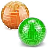 YongnKids 3D Labyrinth Puzzleball, 2 Stück, Gedächtnisspiel, Lernspielzeug für Studenten und Jugendliche, Orange und Grün