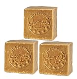 IchbinPUR – Original Aleppo Seife 3er-Pack (3x140g), 95% Olivenöl 5% Lorbeeröl, traditionelles Rezept, Haarseife, Duschseife, Handseife, Naturseife, Savon d‘Alep, Plastikfrei