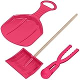 KOTARBAU® Schneespielset – Schlitten mit Griff - Poporutscher – Rutschbahn – Schneeschaufel für Kinder – mit Holzstiel - Schneeballautomat – Rosa