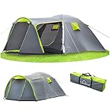 Campela 3 4 Personen Zelt wasserdicht 3000mm mit Vorzelt & Moskitonetz – Campingzelt Familienzelt für Outdoor, Festival, Wandern, Urlaub – schnelles Aufbau Tunnelzelt mit Belüftung