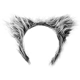 SIOTMERA Wolfsohren Stirnband Grau, Kunstfell Tier Kostüm Zubehör für Erwachsene, Pelzige Wolf Fuchsohren Kostüm für Halloween, Ostern, Weihnachten, Cosplay Verkleidung Party
