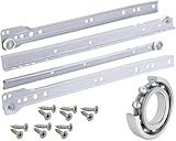 Stahlia (1 Paar) Schubladenschienen 450mm Teilauszug Rollenführung Weiß Professional Schubladenauszug Schienen Führungsschiene Schienen mit Rollen Laufschiene