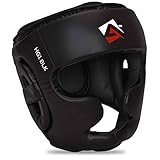 AQF Kopfschutz Boxen, Boxing Gesichtsschutz, MMA Kickboxen Kampfsport Helm, Muay Thai Schutzhelm, Box Training Headgear Schoner, Boxhelm Für Taekwondo, Sparring Karate, Schwarz Head Guard (S)