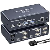 VEDINDUST KVM Switch 2 PC 2 Monitore 4K60Hz KVM Switch Dual Monitor KVM Switches 2 Monitore Gemeinsame 4 USB-Geräte Mit 1 Desktop-Steuerung (USB C Wird Nicht Unterstützt)