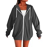Uwdiohq Damen Hoodie Mit Kapuze 2025 Oversize Zipper Sportjacke Sweatjacke Frauen Langarm Sweatshirt Kapuzenpullover Mit Reißverschluss Frauen Leichte Hoodies Casual Style Bomberjacke