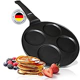 endusor Pancake Pfanne Spiegeleipfanne - Ø26cm mit [PowerShield]-Beschichtung | Induktion Ceran Gas Elektro | 4x Form Maker Eierpfanne, Spiegelei Liwanzen Poffertjes Blinis