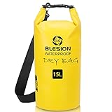 BLESION Dry Bag 5L/10L/15L/20L/30L wasserdichte Tasche Verstellbarer Schultergurt, Rucksack für Kajakfahren, Angeln, Schwimmen, Camping, Wandern Reisen, Wassersport Treiben (Gelb, 5L)