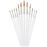 Ideen mit Herz Haarpinsel-Set aus Acrylhaar, 12 Stück, Rund-Pinsel, Verschiedene Größen, perfekt geeignet für Schule, Malen, Künstler, UVM.