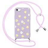 Foonary Handykette Hülle mit Band für Apple iPhone 8/7/SE 2020/SE 2022 4,7' Handyhülle, Aesthetic Kette Necklace Case mit Kordel zum Umhängen Silikon Schutzhülle Cover Schnur für iPhone 7, Blumen 9