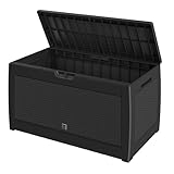 Casaria® Gartenbox Anthrazit UV-beständig 310L Haltegriffe Rollen Terrasse Balkon Wohnzimmer Wintergarten Truhe Auflagenbox 119x48cm Rattan-Optik