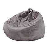 LazySof Sitzsack-Sesselbezug Lazy Sofabezug, extra weicher großer Sitzsack mit Stauraum (ohne Füllung) zum Zocken & Lesen Indoor- und Outdoor-geeignet,Grau