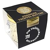 Die Trüffelmanufaktur - Feinkost Trüffelbutter Premium mit 25% echtem frischen schwarzem Trüffel, die Delikatesse für Feinschmecker, weiße Trueffel-Butter im Glas á 95 g - Made in Germany