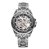 Avaner Uhren Edelstahl Herrenuhr mit Automatikwerk: Retro Design Diamant Indexes 36h Gangreserve Leuchtzeiger Drehlünette Wasserdichtes mechanisches Armband für Business Freizeit