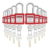 EpheyFIF Sicherheitstechnik-Vorhängeschloss, mit Stahlbalken, 10 Stück, Sicherheitsisolierung mit verschiedenen Schlüsseln, rostfrei, staubdicht, wasserdicht, für Ausrüstung, Wartung, Abschaltung