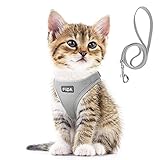 Fida Katzengeschirr und Leine Set für Spaziergänge mit Kätzchen und Welpen, ausbruchsicheres Kätzchengeschirr mit atmungsaktivem, reflektierendem Step-In-Design für Kätzchen und Welpen. (XXXS, Grau)