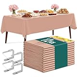 XEIYEI Einweg Tischdecke Tischtuch Kunststoff Tischdecken Bierzeltgarnitur Tischdecke 12 STK Rechteckig Tischdecken Geburtstag Wasserdicht 137 x 274 cm mit Tischklammern für Party Fasching (Roségold)
