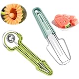 2 päckchen Obstschneider 3-in-1 Wassermelonen Schneider aus Edelstahl, Melonenschneider Melonenschneider Multifunktion
