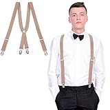 SATINIOR Hosenträger X Form fur Herren mit Clip Verstellbare(Beige)