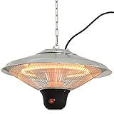 Outsunny Deckenheizstrahler Heizstrahler mit 3 Heizstufen 1500W mit LED inkl. Fernbedienung Terrassen Alu Silber Φ42 x H29cm