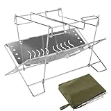 Mihauuke Feuerstellen Ständer - Edelstahl Klappbarer Feuerstellenhalter Für Camping,Lagerständer Für Lagerfeuer Terrasse Außenbereich