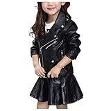 Kinder Farbe Jacke Motorrad Jacke Mäntel für Kinder Kinder Outbekleidung junge solide Reißverschluss Mäntel Jacke Kostüm Mantel (Black, 8-9 Years)