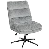 HOMCOM Bürostuhl Ohne Armlehnen Gepolsterter Schreibtischstuhl mit Breiterem Doppelschichtigem Polster höhenverstellbar 360° Drehstuhl mit Wippfunktion Schneidersitz Stuhl für Home Office Büro Grau