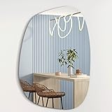 Albatros Designerspiegel Asymmetrisch 60 x 45 cm – Wandspiegel oder Türspiegel, Moderne organische Form – Spiegel Oval und Groß – Asymmetrischer Spiegel unförmig und rahmenlos, Mirror Wall