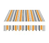 home Trends Markisenstoff Markise mit Volant 4 x 3 m Markisenbespannung ersatzstoff 387 x 300cm Balkon Markise wasserabweisend Sonnenschutz Ersatz Markisentuch P5002- orange schwarz weiß blau Streifen