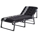 Dyqyym Verstellbare Sonnenliege, klappbarer Liegestuhl für den Außenbereich mit gepolsterter Rückenlehne für Garten, Terrasse, Strand, Pools, Camping