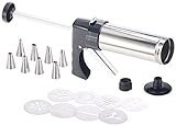 Rosenstein & Söhne Kekspresse: Edelstahl-Gebäckpresse & -Garnierspritze mit 8 Schablonen und 8 Tüllen (Backspritze, Gebäckspritze Edelstahl, Kartoffelpresse)