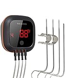 Inkbird IBT-4XS Bluetooth Grillthermometer Digital Barbecue Fleischthermometer mit Magnet Montagedesign und Rotations Lesebildschirm Thermometer für BBQ Küche Grill Ofen Smoker Rotisserie