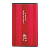 Leadrop Externe Festplatten, USB 3.0, 1 TB/2 TB, externe Festplatten, verschleißfest, große Kapazität, Rot, 1 TB