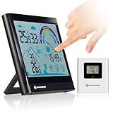 Bresser 7007402 Touchscreen Wetterstation Funk- Thermo-/Hygrometer mit Lüftungsempfehlung, Schwarz