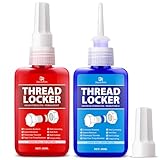 Schraubensicherung 50+50ml - Mittleres und Hochfestes abnehmbares Schraubensicherungsmittel für Schrauben, Bolzen & Befestigungen, Anaerobe Aushärtung - Verhindert Lockerungen und Leckagen