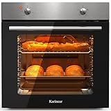 Karinear Einbaubackofen 65L, Backofen einbaugerät 60 x 60 cm mit 4 Programmen, 50-250 °C mit Edelstahlplatte, 2200W, mit Stecker