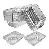 FUNOMOCYA 100 Stück Grill aus Alufolie grillzubehör Folienpfannen tiefe Aluminiumpfannen Blechpfannen kleine Aluminiumpfannen große Aluminiumpfannen Blechlaibpfannen Aluminiumfolie Silver