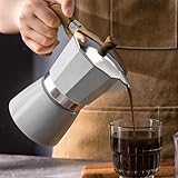 FANURY Kaffee Mokka Kanne, Herdplatte, italienische Espressokocher aus Aluminium, mit Ersatzdichtung und Filter, 150 ml