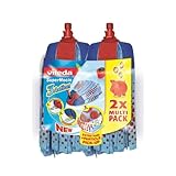 Vileda SuperMocio 3Action Wischmopp Ersatzkopf, Mikrofaser Moppkopf mit Schrubberzone und Velours Fasern, ideal für Fließen und Steinböden, 2er Vorteilspack