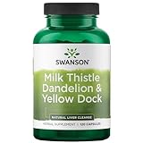 Swanson Milk Thistle Dandelion & Yellow Dock, Mariendistel Löwenzahn und Ampfer, 120 Kapseln, hochdosiert, Laborgeprüft, Sojafrei, Glutenfrei, Ohne Gentechnik