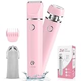 Cayzor Bikini Trimmer und Rasierer Set für Frauen - 2-in-1 elektrischer Nass/Trocken Körperhaarschneider kabelloser wasserdichter Gesichtshaarentfernung für Gesicht Lippe Kinn Scham Unterarm Beine