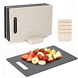 4-teiliges Schneidebrett-Set mit Untersatz, doppelseitiges Schneidebrett aus Kunststoff, Schneidebrett-Set, Küchenbrett, Frühstücksbrett-Set, schneidbretter, 28 x 18 cm