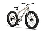 26 Zoll Fatbike Mountainbike, 7-Gang Schaltung, Mechanische Scheibenbremsen, 100mm Federweg, für Erwachsene 150-195 cm - Stadt & Gelände (85% vormontiert)