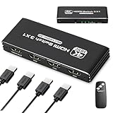 HDMI Switch 4K 120Hz, HDMI Splitter mit Fernbedienung, 2.0 Umschalter 3 in 1, 4 Port Selector Box Unterstützt 40Gbps Dol-by HDCP2.3 3D, HD-MI Switch Automatisch Kompatibel mit VR UHD TV PS4 Xbox DVD