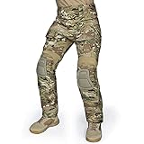 IDOGEAR Herren Kampfhose G3 Taktische Hose mit Knieschützern für Militärjagd Angeln Outdoor Cargohose Multitaschen Verstellbar (Multi-camo, 34W x 32L)