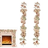 Herbstliche Girlande, Thanksgiving-Herbstgirlande, Künstliche Ahornblätter Girlande, HerbstDekorationen Für Zuhause, 1,8 M Künstliche Herbstgirlanden Mit Weißen Kürbissen