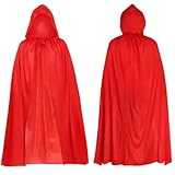 Roter Umhang Mit Kapuze, 120cm Länge, Vampir Umhang Kinder Für Halloween Kostüm, Rollenspiel Und Thematische Partys, Bequemes Design Für Junge und Mädchen