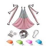 Yoga Hängematte Set Aerial Yogatuch Zum Aufhängen Hängematten Hammock Swing Therapieschaukel Schaukeltuch Yogagurt Hängetuch Inversion (Rosa und Grau)