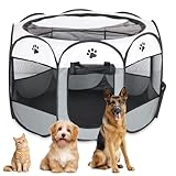 Welpenauslauf Faltbarer Laufstall Hund Katze, Tragbarer Welpenlaufstall Hundebox Faltbar Katzengehege Wasserdichtes Oxford-Tuch Laufstall Hund,Katzenkäfig Hundekäfig für Katzen, Hunde, Kaninchen