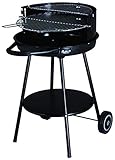 Tarrington House Holzkohlegrill Deluxe, Tragbarer Holzkohlegrill, rund, Doppelgrill, hohenverstellbarer Grillrost Ø 48 cm, mit Rädern, schwarz